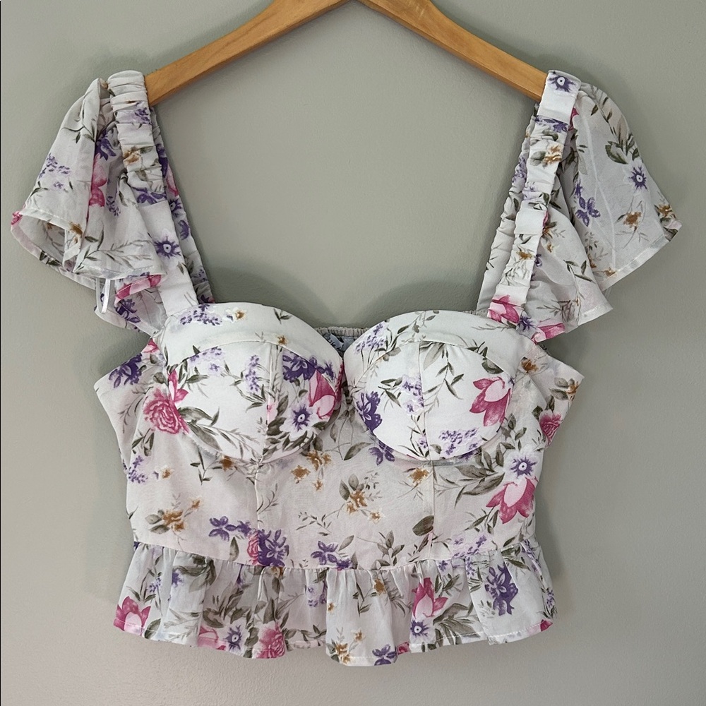 white‎ birch Floral Corset Top Size Large